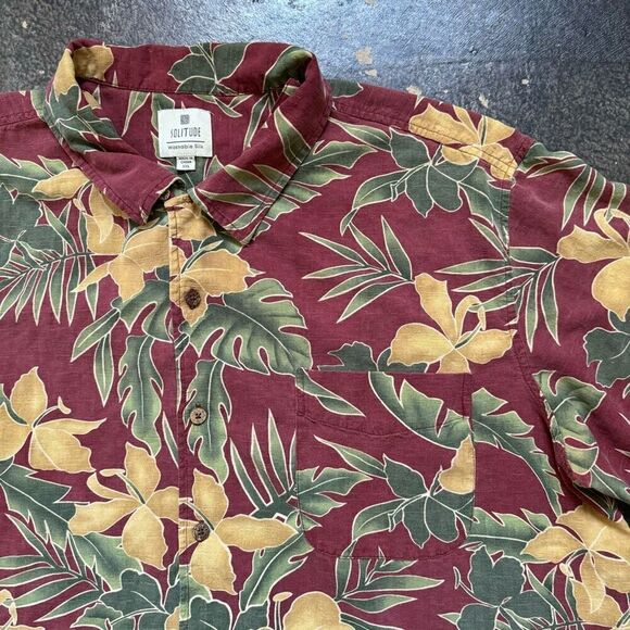 Solitude Floral Print Washable Silk Men’s Button Up Shirt Size 2XL Beach Theme - Picture 2 of 12